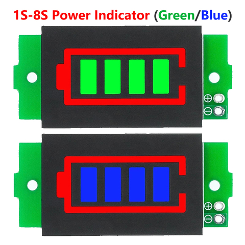 Módulo indicador de capacidad de batería de litio de 3,7 V, pantalla azul de 4,2 V, medidor de corriente de batería de vehículo eléctrico, Li-ion, 1S-4S-8S ► Foto 1/6