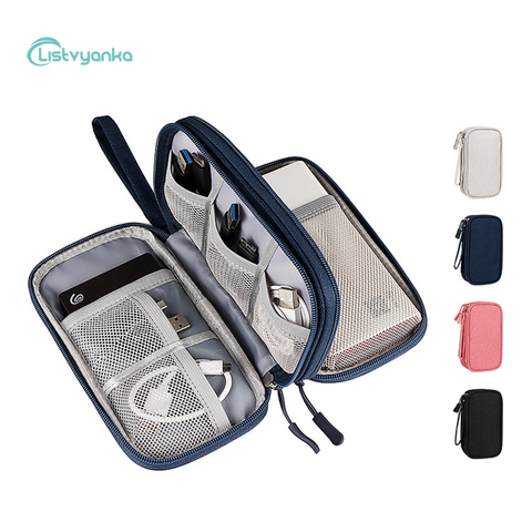 Bolsa organizadora de cables organizador de viaje, estuche de datos para auriculares con Cable, bolsa de almacenamiento para batería externa, impermeable, multifunción, portátil ► Foto 1/6