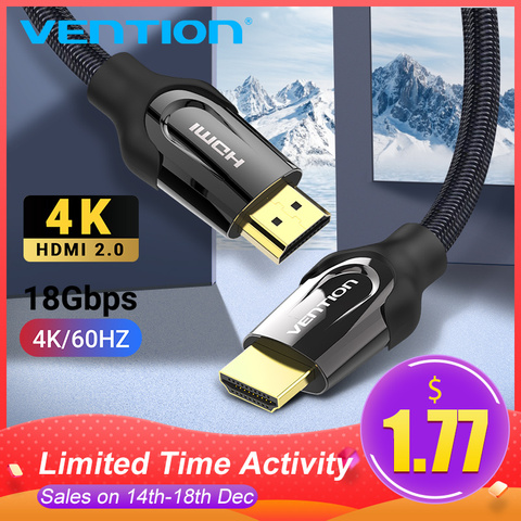 Cable HDMI Vention 4K/60HZ Cable divisor para Xiaomi Mi recuadro PS4 de Cable de Audio para TV interruptor de Cable Digital compatible con HDMI 2,0 Cabo ► Foto 1/6