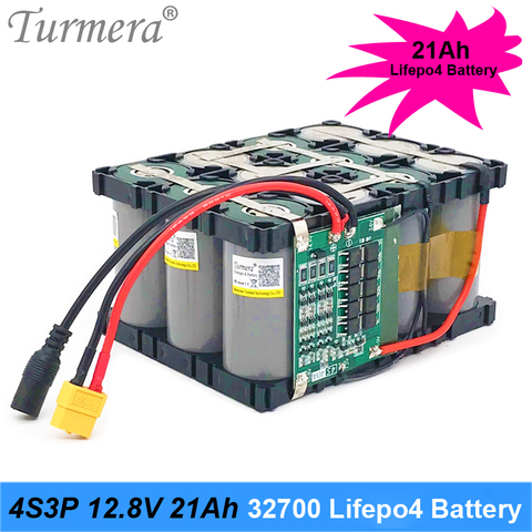 Turmera-Paquete de batería 32700 Lifepo4, 4S3P, 12,8 V, 21Ah, 4S, 40A, 100A, BMS equilibrado para barco eléctrico y fuente de alimentación incortada de 12V ► Foto 1/6