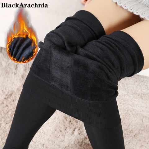 Alta cintura elástica de invierno más terciopelo espesar cálido pantalones cálido Super elástico de imitación de invierno de terciopelo grueso Delgado Leggings ► Foto 1/6