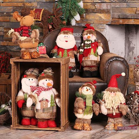 Santa Claus de Navidad de peluche de felpa muñecas de muñeco de nieve de Elk de Navidad decoración Decoración de casa Adornos de árbol de Navidad colgante de regalo ► Foto 1/6