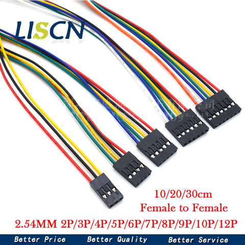 10 piezas 2,54 MM 2,54 cable Dupont línea hembra a hembra 1P2 3 4 5 6 7 8 9 10 12 Pin Dupont CABLE conector cable puente CABLE para PCB ► Foto 1/5