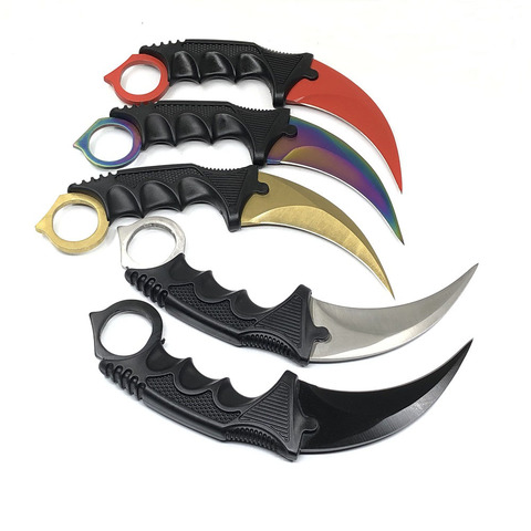 Navaja cs go Karambit con hoja fija, cuchillo táctico de supervivencia de bolsillo para entrenamiento, herramienta EDC para acampar al aire libre ► Foto 1/6