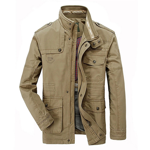 Chaqueta militar de Otoño de talla grande 7XL 8XL, Chaqueta de algodón para Hombre, prendas de vestir de marca con múltiples bolsillos, chaquetas para Hombre, abrigo largo para Hombre ► Foto 1/6