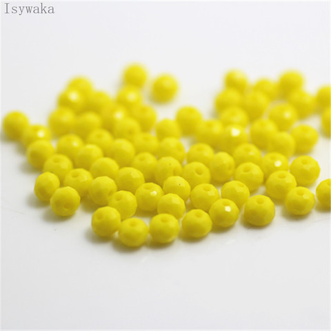 Isywaka-Cuentas de vidrio de cristal espaciador suelto, color amarillo sólido, 3x4mm, 145 Uds., Rondelle Austria, facetadas, fabricación de joyas ► Foto 1/6