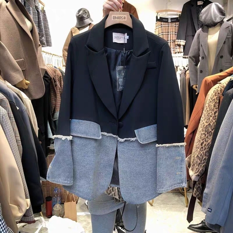 Chaqueta vaquera coreana con costuras irregulares para mujer, traje pequeño, diseño de primavera y otoño Sense Niche, novedad de 2022 ► Foto 1/6