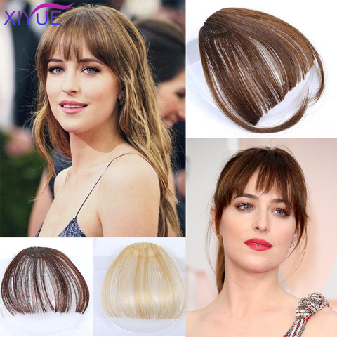 XIYUE-extensiones de cabello sintético falso para mujer, pinza con flecos y flequillo, pinzas para el pelo con flecos, color marrón y Rubio, extensiones de cabello de moda ► Foto 1/6