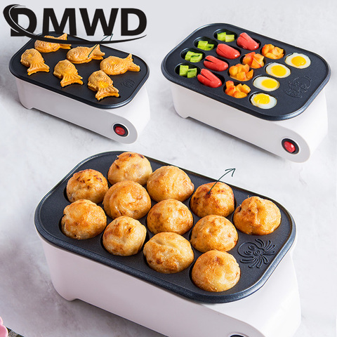 DMWD-máquina eléctrica para Hacer bolas de pulpo Taiyaki, para salchichas, huevos calientes, tortilla, parrilla, pescado japonés, bandeja para horno para pastel, EU ► Foto 1/1