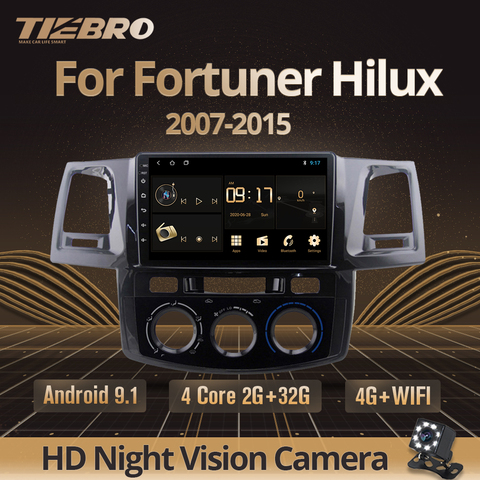 TIEBRO 2Din Android 9,0 reproductor de Radio para coche para Toyota Fortuner Hilux 2007, 2008, 2012, 2014, 2015 Video Multimedia Gps navegación DVD ► Foto 1/6