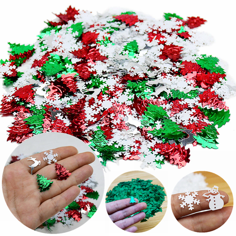 Confeti de Navidad para decoraciones de mesa, árbol de Navidad, copo de nieve, muñeco de nieve, ciervo, lentejuelas, confeti para Feliz Navidad, Año Nuevo ► Foto 1/6