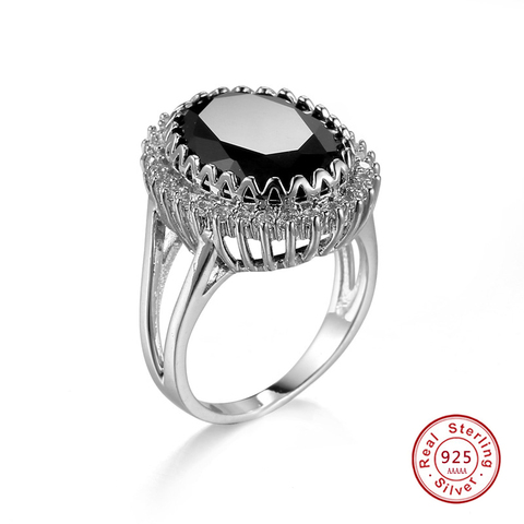 Nuevo Sexy dama blanco y negro AAA CZ anillo de Plata de Ley 925 tamaño 6 7 8 9 10 joyería de las mujeres anillos envío gratis Venta al por mayor ► Foto 1/3