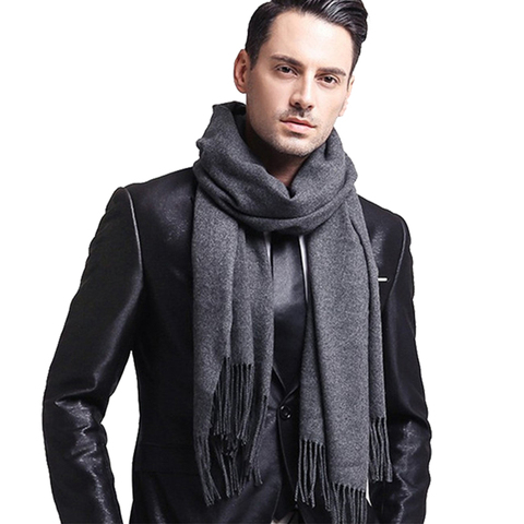 Elegante bufanda gris para hombre, bufandas masculinas de cachemir de imitación de invierno, bufandas masculinas negras de la Marina de Guerra, bufanda clásica a cuadros para hombres y mujeres Rojas ► Foto 1/6