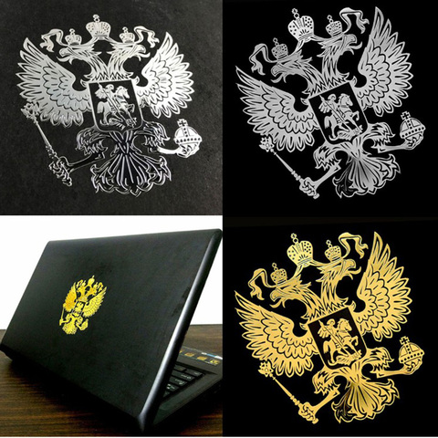 Escudo de Armas de Rusia, pegatina de Metal de níquel para coche, pegatina para portátil, pegatinas para coche, emblema de águila de la Federación Rusa ► Foto 1/6