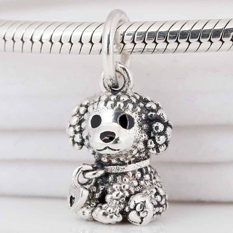 Colgante de plata de ley 925 con etiqueta de corazón para perro cachorro, pulsera Pandora, joyería Diy ► Foto 1/4