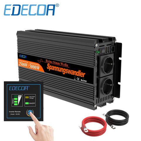 EDECOA-inversor de corriente de onda sinusoidal pura para coche, 2500 W, 5000W, 12V, 24V, 2500 W ► Foto 1/1