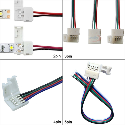 Conector para tira de LED PCB de 5 a 100 uds, 2 pines, 3 pines, 4 pines, 5 pines, sin soldadura, conexión rápida, 3528, 5050, 5730 ► Foto 1/6