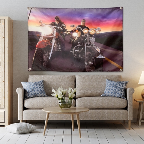 Easy Rider bandera de la película de dibujos animados casa decoración colgante bandera 4 Gromments en las esquinas 3 * 5FT 144cm * 96cm ► Foto 1/1