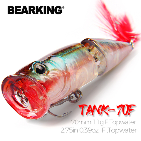 2017 Bearking modelo caliente al por menor de Señuelos de Pesca duro cebo surtidos colores popper 70mm 11g flotante topwater cebos ► Foto 1/6