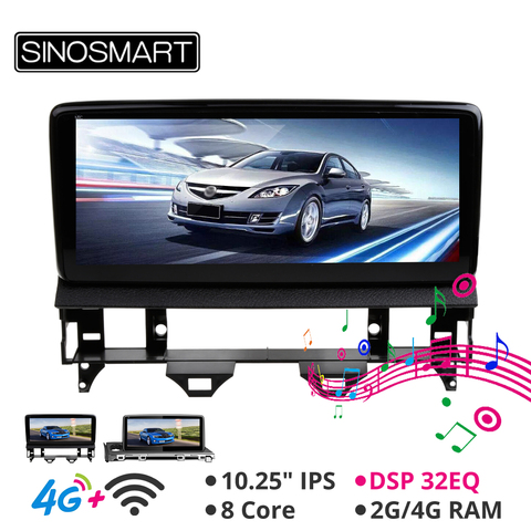 Sinosmart-REPRODUCTOR de navegación GPS para coche Mazda 6, pantalla IPS de 10,25 pulgadas, 2002-2008, 2017-18, CPU de 8 núcleos, 32EQ ► Foto 1/5