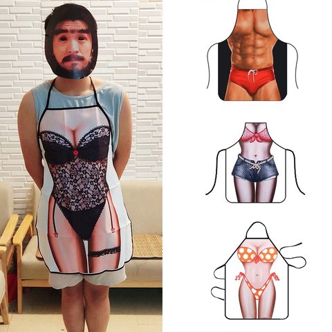 Delantal de cocina en 3D con estampado Digital para hombre, delantales con estampado de supermúsculos, PARA CENA, barbacoa, uniforme de cocina ► Foto 1/6