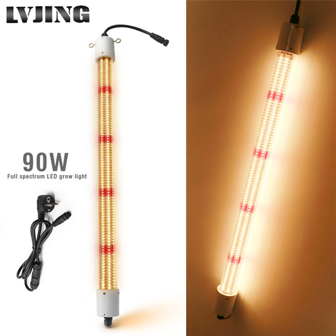 LVJING-Luz Led de cultivo de 90W, espectro completo de 60cm, barra de luces de tubo de lámpara Fito impermeable para invernadero de interior, tienda de cultivo de plantas con enchufe ► Foto 1/6