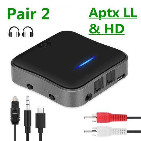 AptX-receptor y transmisor de Audio LL HD con Bluetooth 5,0, adaptador inalámbrico para TV, PC, coche, CSR8675, RCA/SPDIF/3,5mm, Aux, 2 auriculares ► Foto 1/6