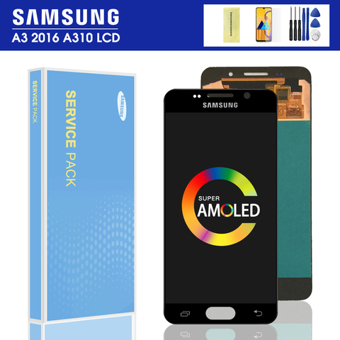 Pantalla LCD Original para SAMSUNG Galaxy A3 4,7 A310 A310F A3100, montaje de digitalizador con pantalla táctil, 2016