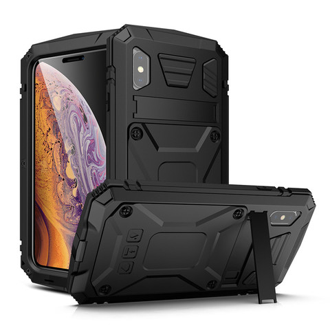 Funda protectora de absorción de impacto con soporte para iPhone 11 2022, cubierta de Metal y aluminio a prueba de polvo para iPhone X XS Max XR ► Foto 1/6