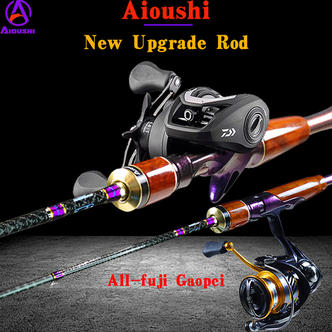 Aiushi-caña de pescar con ajuste superrápido, dos secciones de carbono, guía Fuji, 1,98 L/ML, artesanía de madera sólida ► Foto 1/6