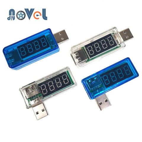 Medidor de voltaje de corriente de carga móvil, Mini cargador USB, médico, voltímetro, amperímetro, color azul transparente ► Foto 1/5
