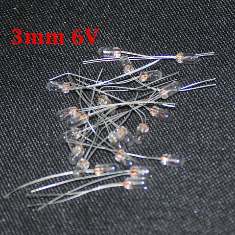 50 piezas miniatura 3mm 6 V Bombilla F3 Bombilla incandescente Edison filamento antiguo lámparas 6 v 3 MM arroz miniatura Lamparas ► Foto 1/4