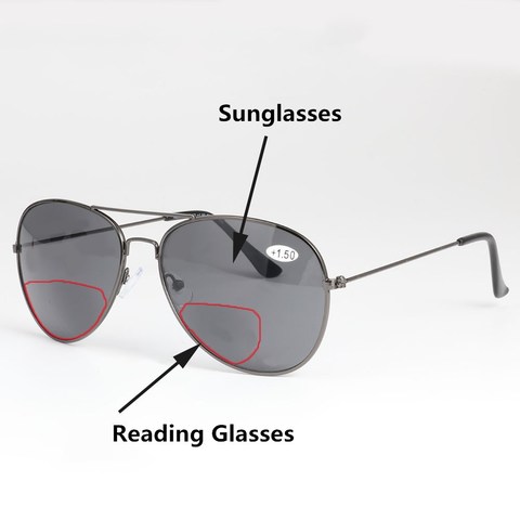 Gafas de sol bifocales Retro Pilot para hombre y mujer, lentes de lectura para presbicia, con lector Bifocal para agrandar, para pesca al aire libre ► Foto 1/6