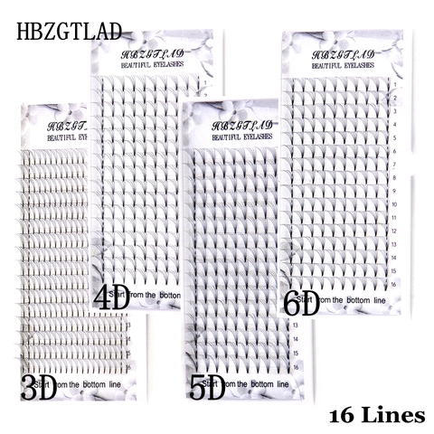 HBZGTLAD-extensiones de pestañas rusas, 16 líneas prefabricadas, volumen, 3d/4d/5d/6d, extensiones de pestañas con volumen prefabricadas, visón falso ► Foto 1/6