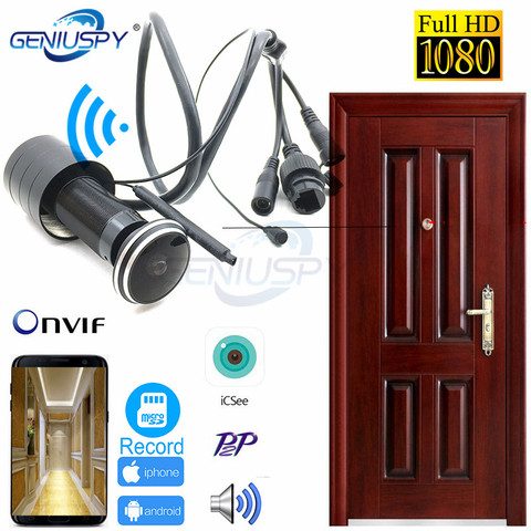 Audio por WIFI ojo de la puerta agujero casa 1080P 1,8mm ancho ángulo de ojo de pez red Mini mirilla de la puerta en cámara IP P2P ICSEE ranura para tarjeta TF ► Foto 1/6