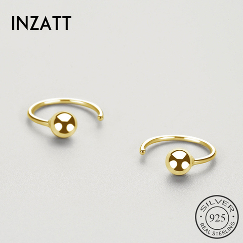 INZATT-pendientes de aro con cuentas de oro de 18k minimalistas para mujer, Plata de Ley 925 auténtica, accesorios de joyería delicada para fiesta, regalo ► Foto 1/6