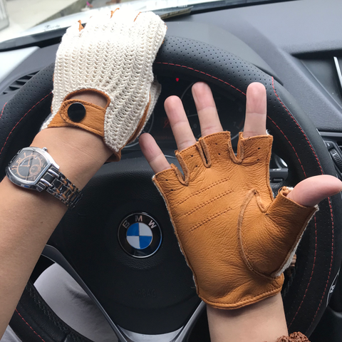 Guantes de cuero genuino para hombre, guantes mecanizados de piel de oveja para conducir, guantes para conducir de cuero, novedad de 2022 ► Foto 1/6