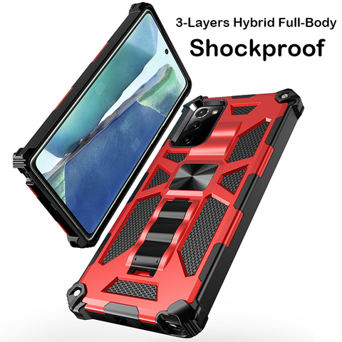 Funda protectora híbrida de 3 capas para móvil, carcasa a prueba de golpes con soporte para Samsung Galaxy Note 20 Ultra S20 FE S21 Plus 5G A51 A71 A21S A30 A50 ► Foto 1/6