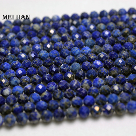 Meihan-lapislázuli Natural, 4,5-5mm (3 hebras/juego), cuentas de gemas redondas facetadas para fabricación de joyas, pulsera de piedra de diseño a la moda ► Foto 1/3