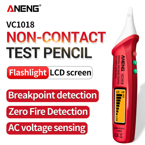 ANENG VC1018 eléctrico voltimetro digital dc panel 1000V tester electricista tester detector de voltaje comprobador de corriente electricidad fuente alimentacion regulable busca polos electrico comprobador boligrafos ► Foto 1/6