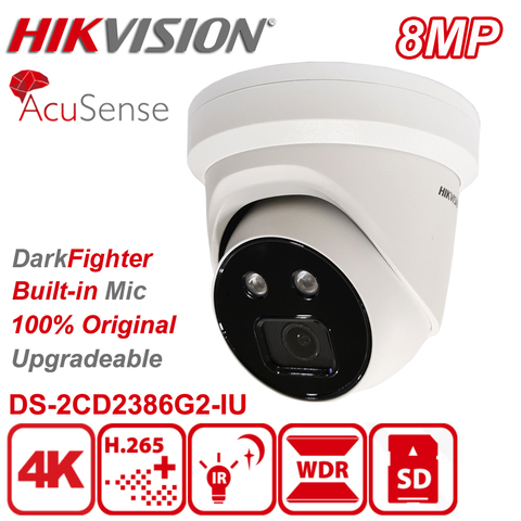 Original Hikvision DS-2CD2386G2-IU DarkFighter 8MP 4K POE WDR IR construido en Audio Mic AcuSense red cámara IP de Torre ► Foto 1/1