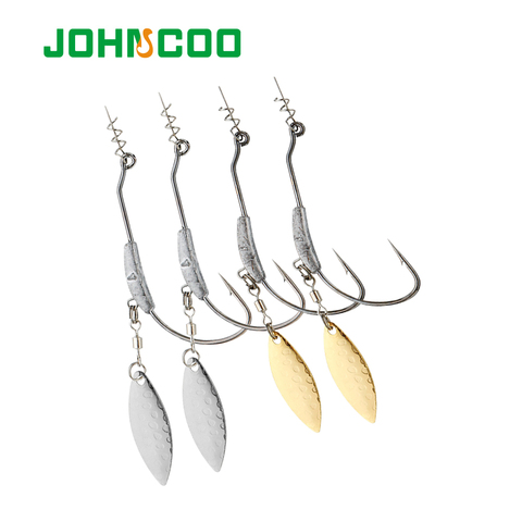 JOHNCOO-anzuelo de pesca Offset, 2-9g, 8 Uds., anzuelo de plomo para gusanos blandos, señuelo, ganchos de pesca con púas ► Foto 1/6