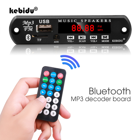 Placa decodificadora de MP3 de coche con Bluetooth, amplificador MP3, 5V, 12V, USB, FM, TF, módulo de Audio, música, altavoz, control remoto, decodificador mp3 ► Foto 1/6