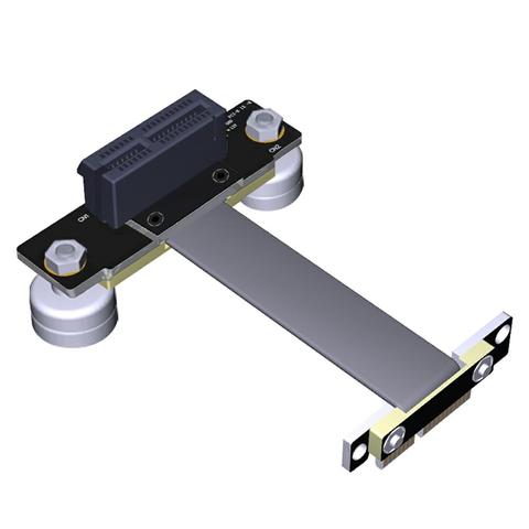 PCIE-elevador de Cable Flexible de alta velocidad, adaptador de puerto de extensión de tarjeta Vertical Dual de 90 grados y pie magnético, PCI Express 3,0, 1X ► Foto 1/6