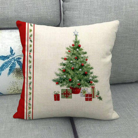 Juego de cojines de decoración navideña, funda de almohada de sofá de Papá Noel, decoración de vacaciones, funda de lino, 45cm x 45cm ► Foto 1/6