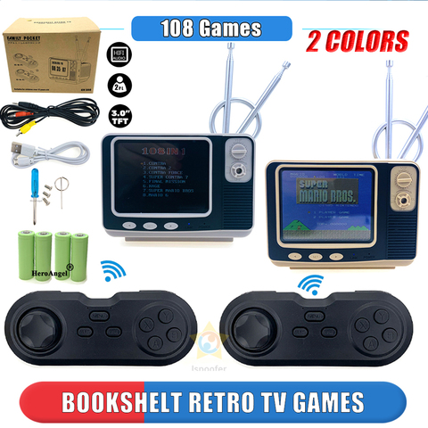 Mini consola de juegos portátil Retro para TV, videojuegos para NES con 2 controladores inalámbricos, 108 juegos diferentes, salida AV ► Foto 1/6