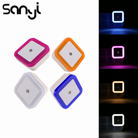 Sanyi luz de Control de Sensor de luz nocturna Mini enchufe UE EE. UU. NOVEDAD lámpara cuadrada de dormitorio para regalo de bebé romántica colorida luz nocturna ► Foto 1/6