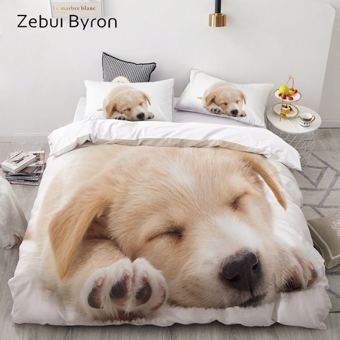 Juego de cama de lujo 3D personalizado/King/Europa/EE. UU., juego de funda de edredón/Manta, juego de cama con patrón de animales perros de compañía, envío directo ► Foto 1/1