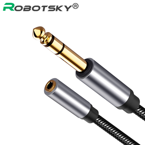 Robotsky macho a hembra de 3,5mm de Audio AUX Cable auricular adaptador de grabación de micrófono chapado en oro 6,5/3,5mm convertidor cable Aux ► Foto 1/6