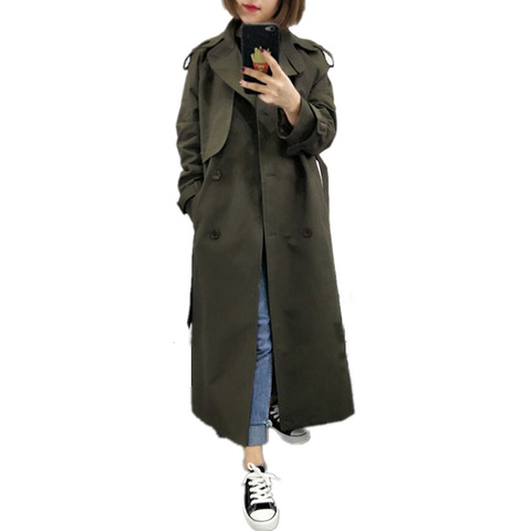 Marca del Reino Unido 2022 nueva moda Otoño/otoño Casual doble botonadura Simple clásico Trench largo con cinturón mujer Chic chaqueta ► Foto 1/6